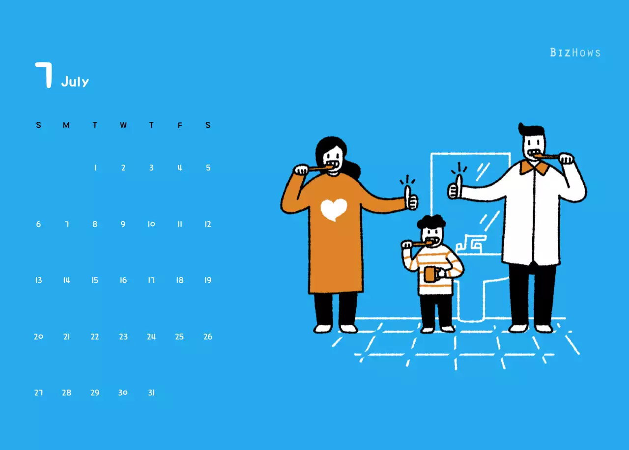 New Year's calendar with cute illustrations