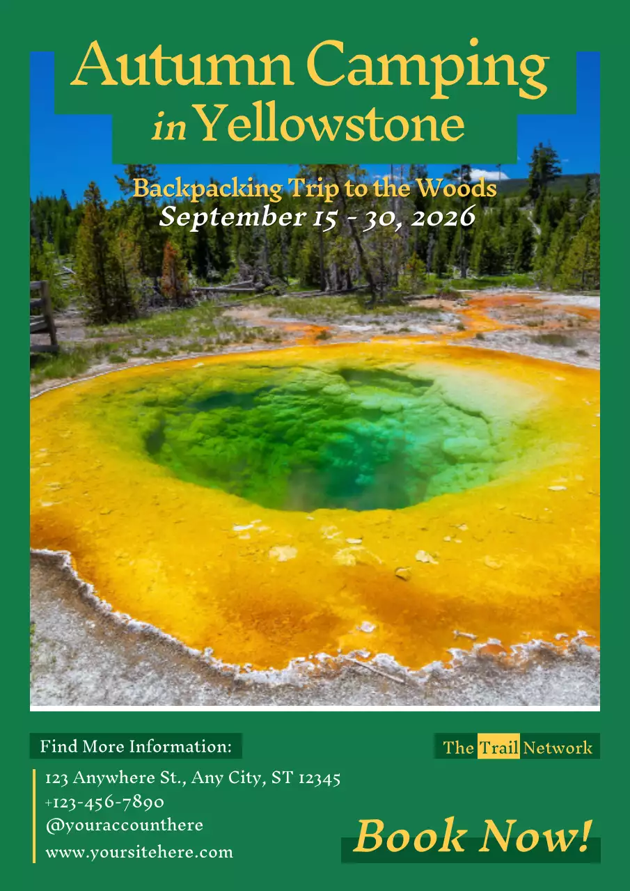 Green Rustic Camping Promotion Poster