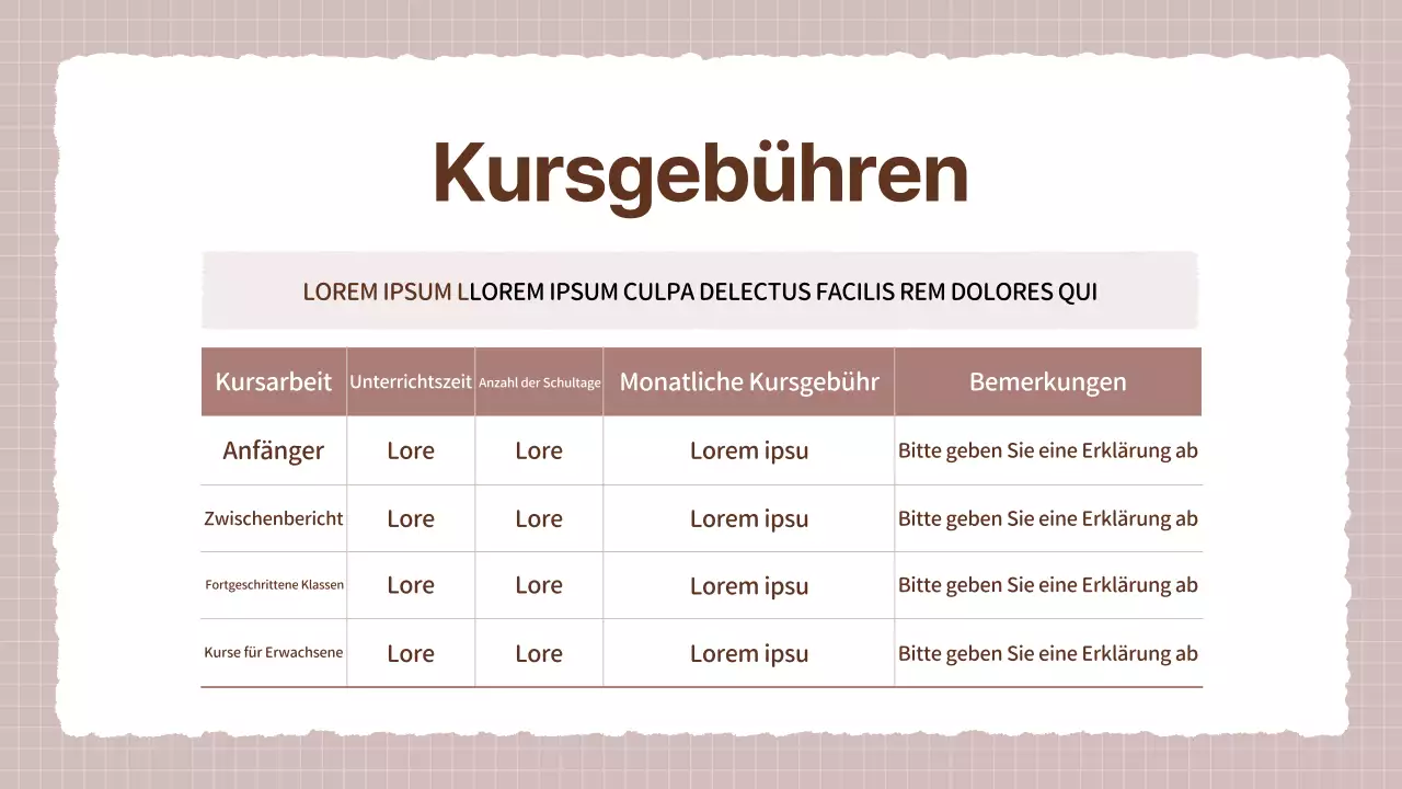 Ein gemütlicher beige-brauner Kunstschulprospekt