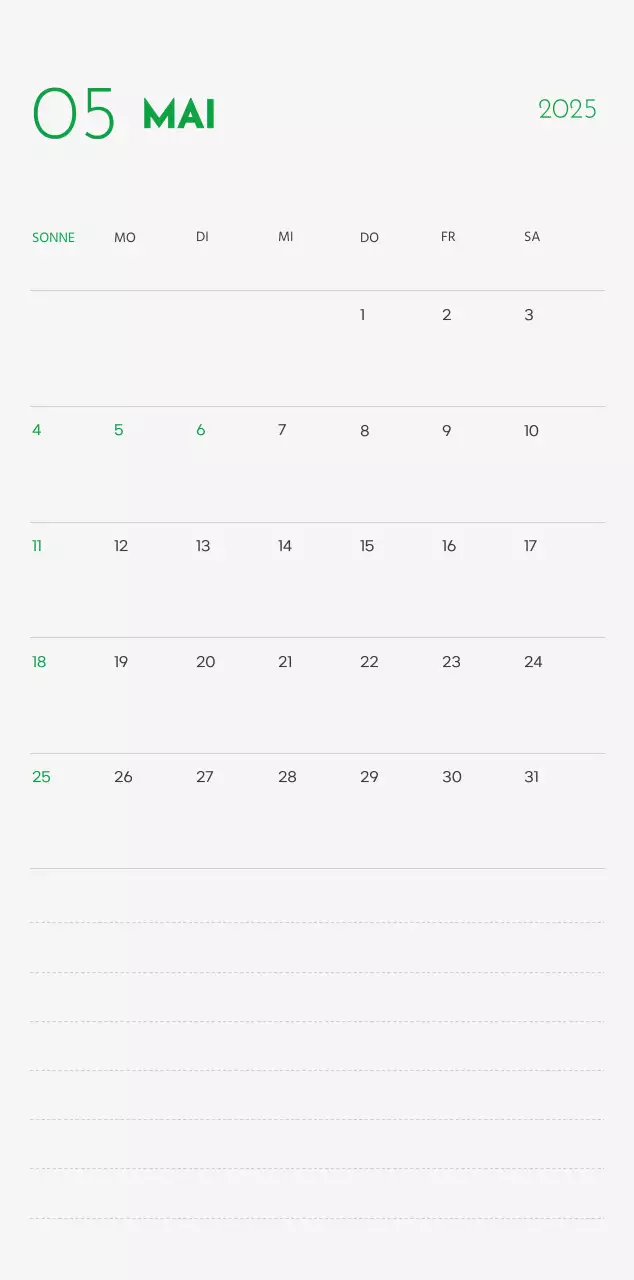 Ein Kalender mit einem Welpenfoto und einer süßen Botschaft in grüner Akzentfarbe