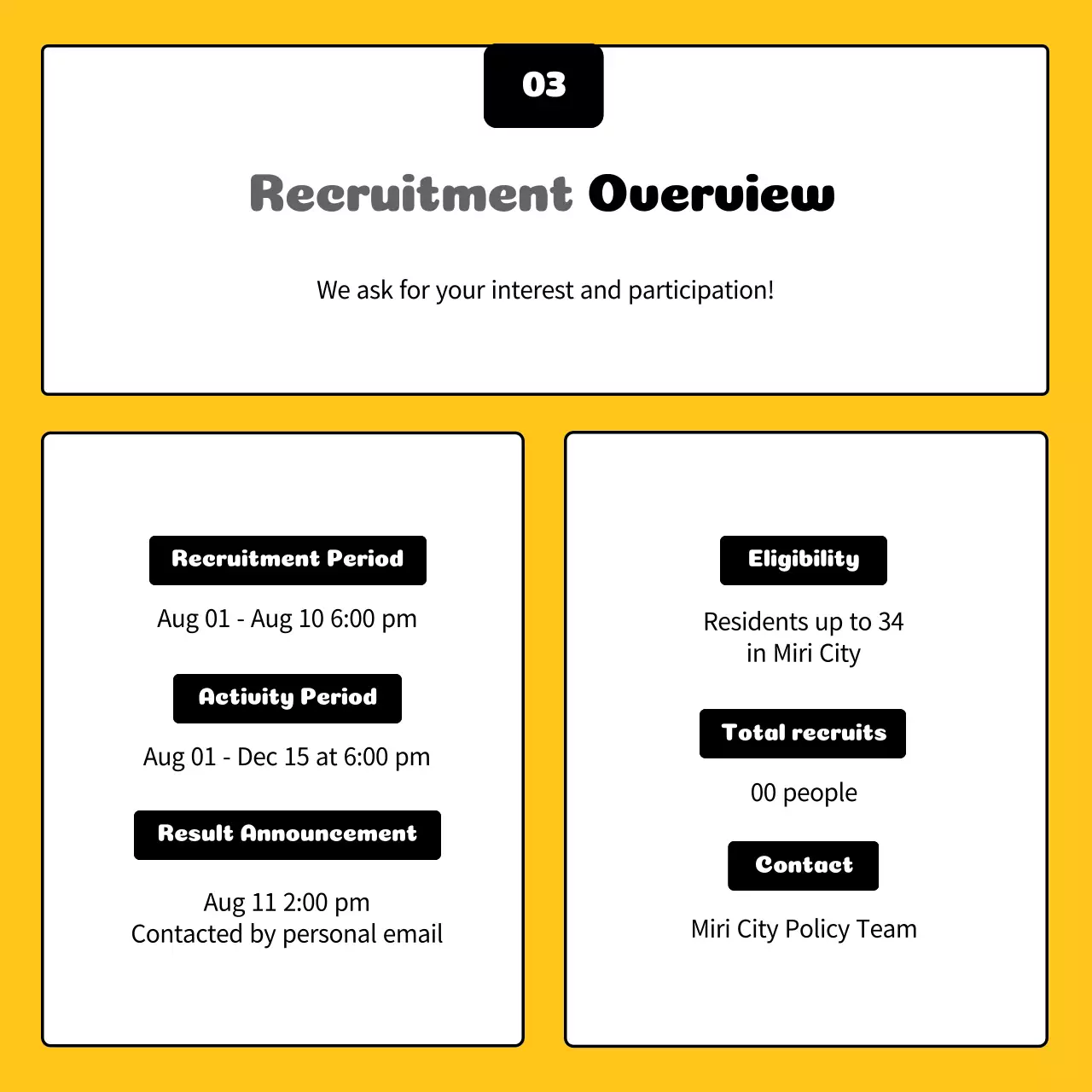 Yellow Modern Recruitment Announcement Instagram Carousel