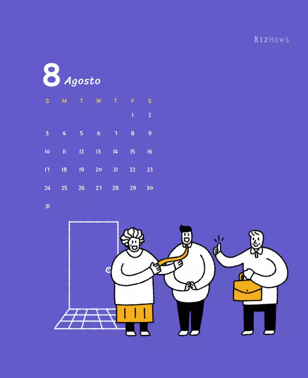 Calendario de Año Nuevo con simpáticas ilustraciones