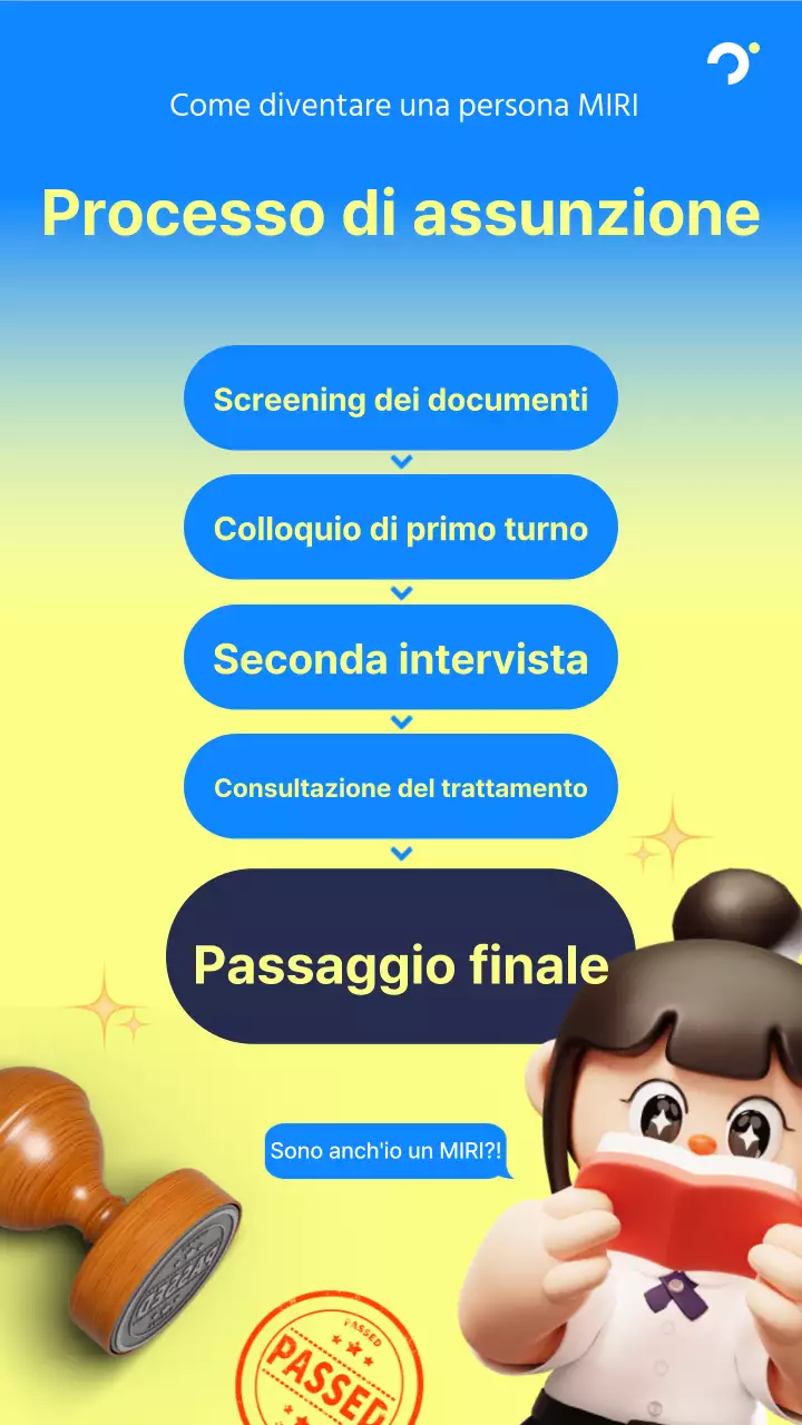 Un simpatico annuncio di reclutamento blu e giallo