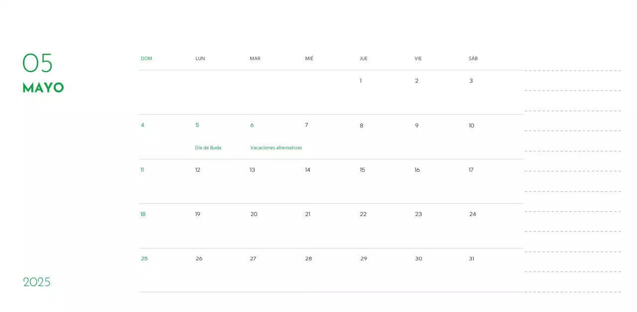 Un calendario con una foto de un cachorro y un bonito mensaje en color verde