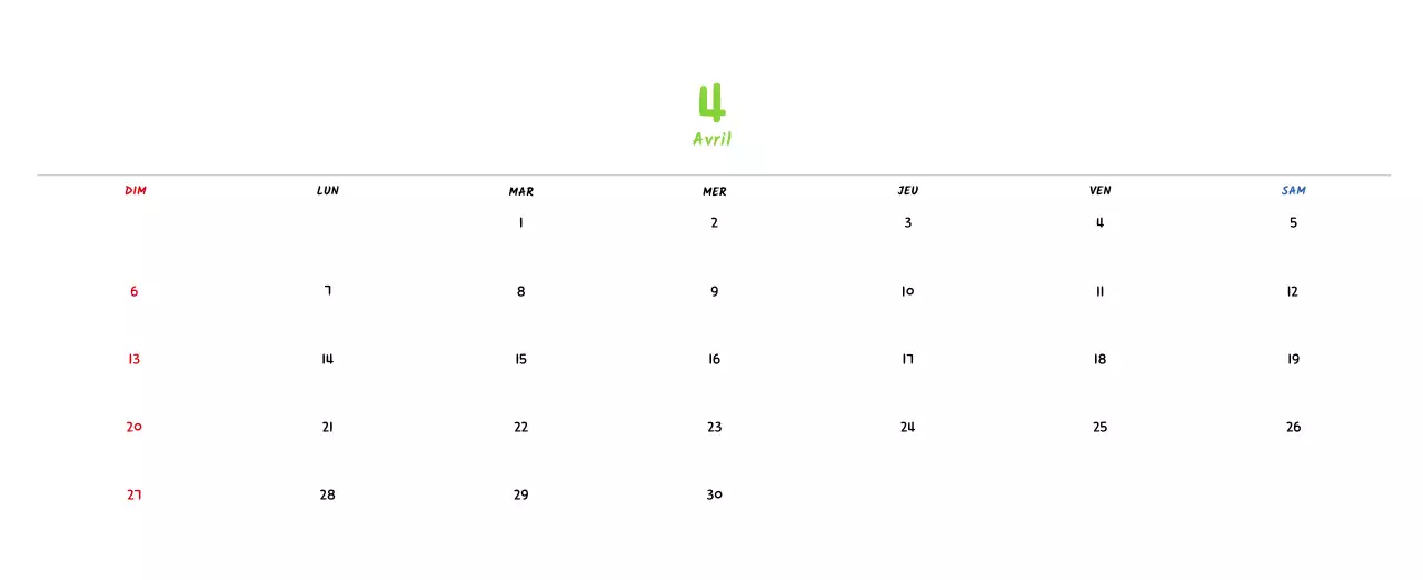 Calendrier du Nouvel An avec de jolies illustrations