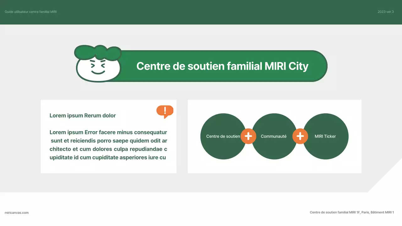 Un guide simple, vert et orange du centre de soutien aux familles