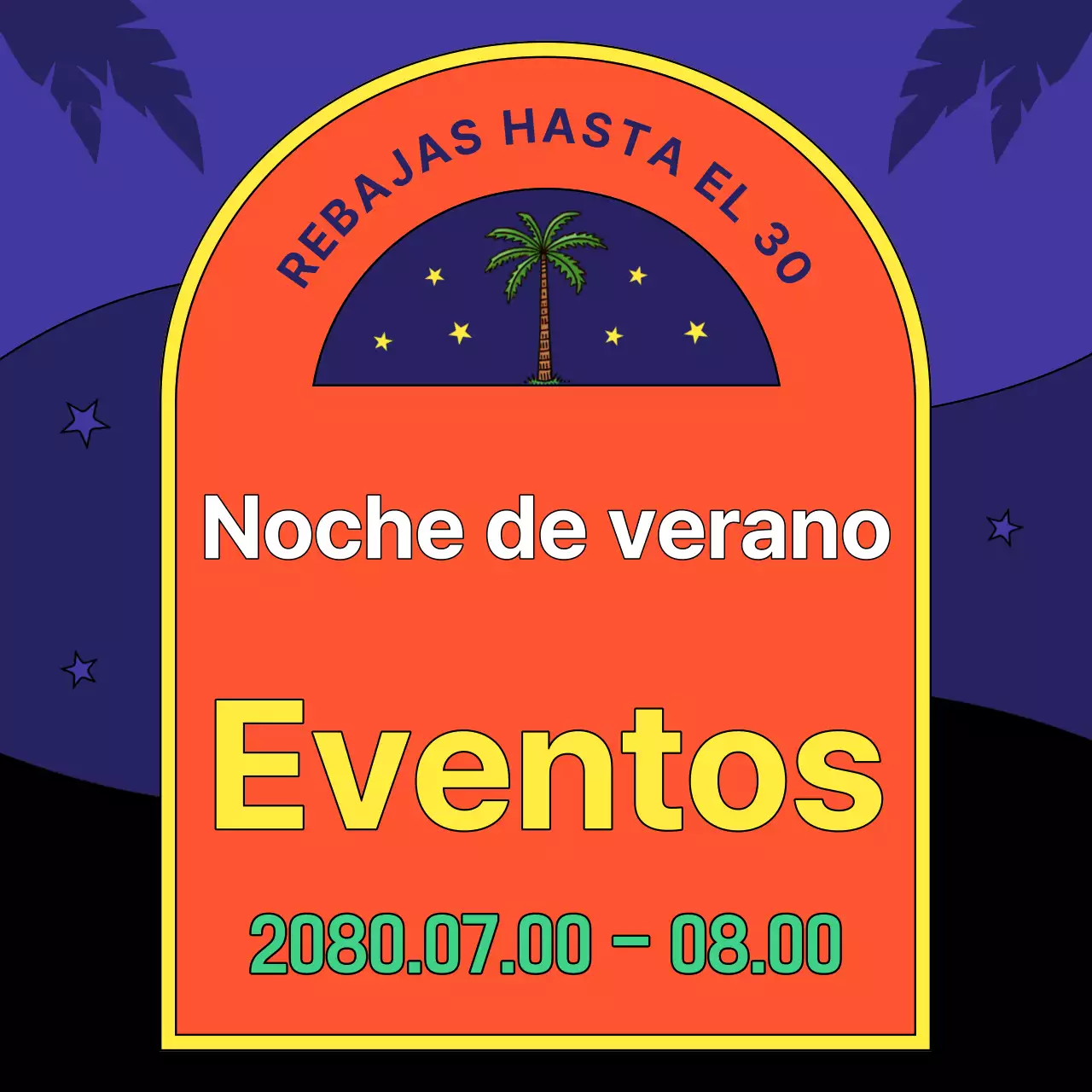 Anuncio de venta de estilo retro en amarillo y naranja