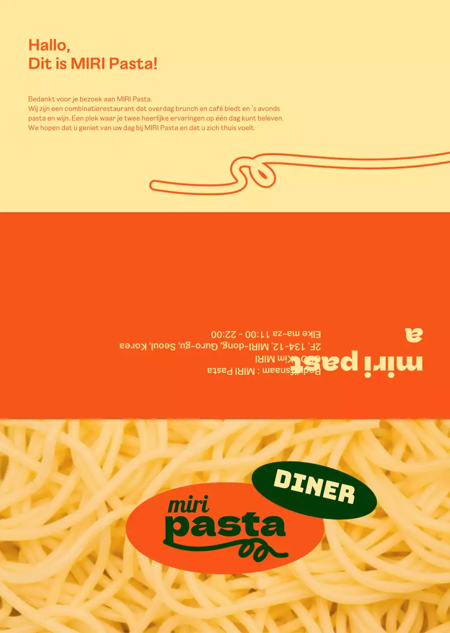 Over het chique pastamenu in oranje en ivoor