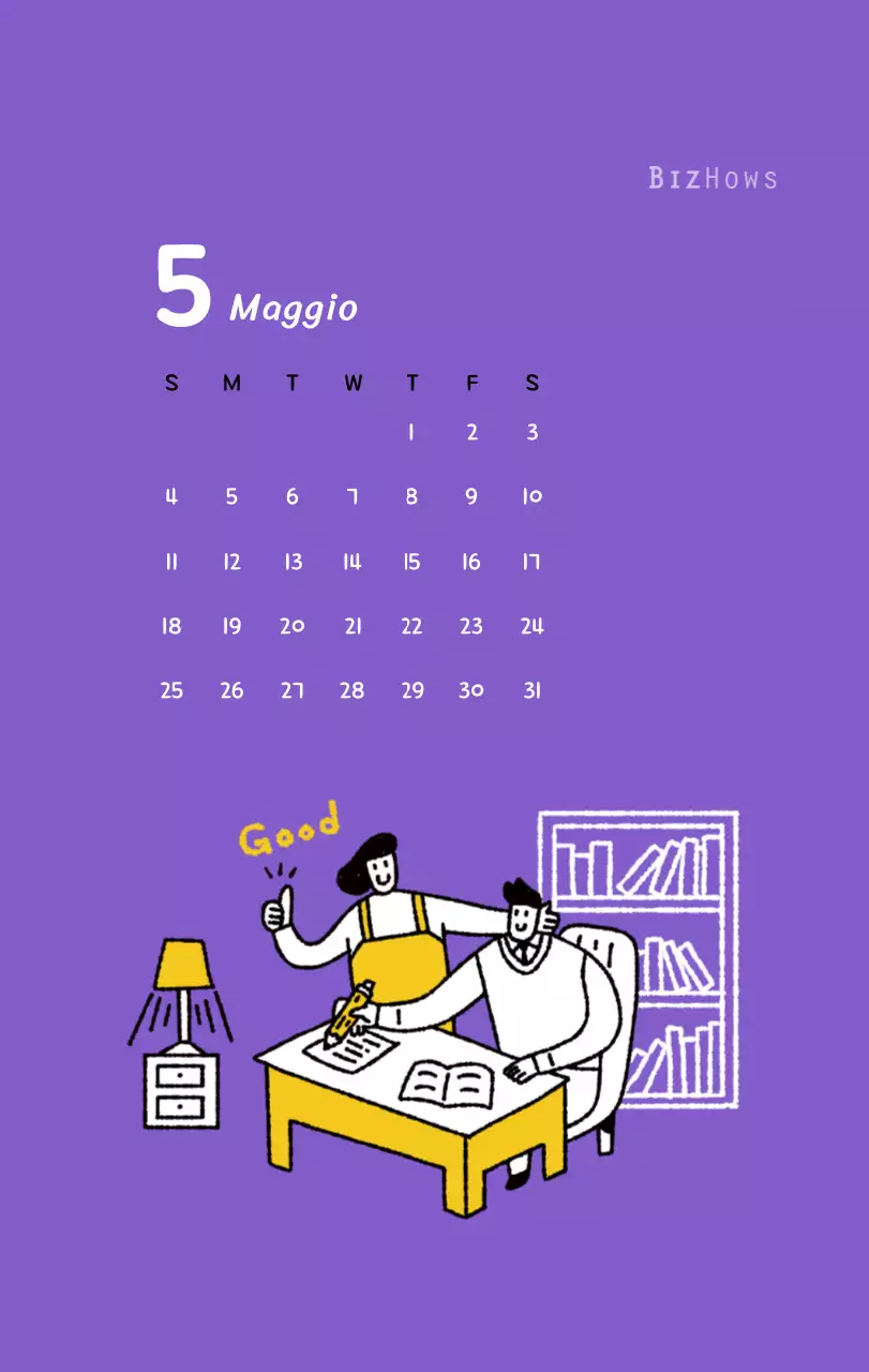 Calendario di Capodanno con simpatiche illustrazioni