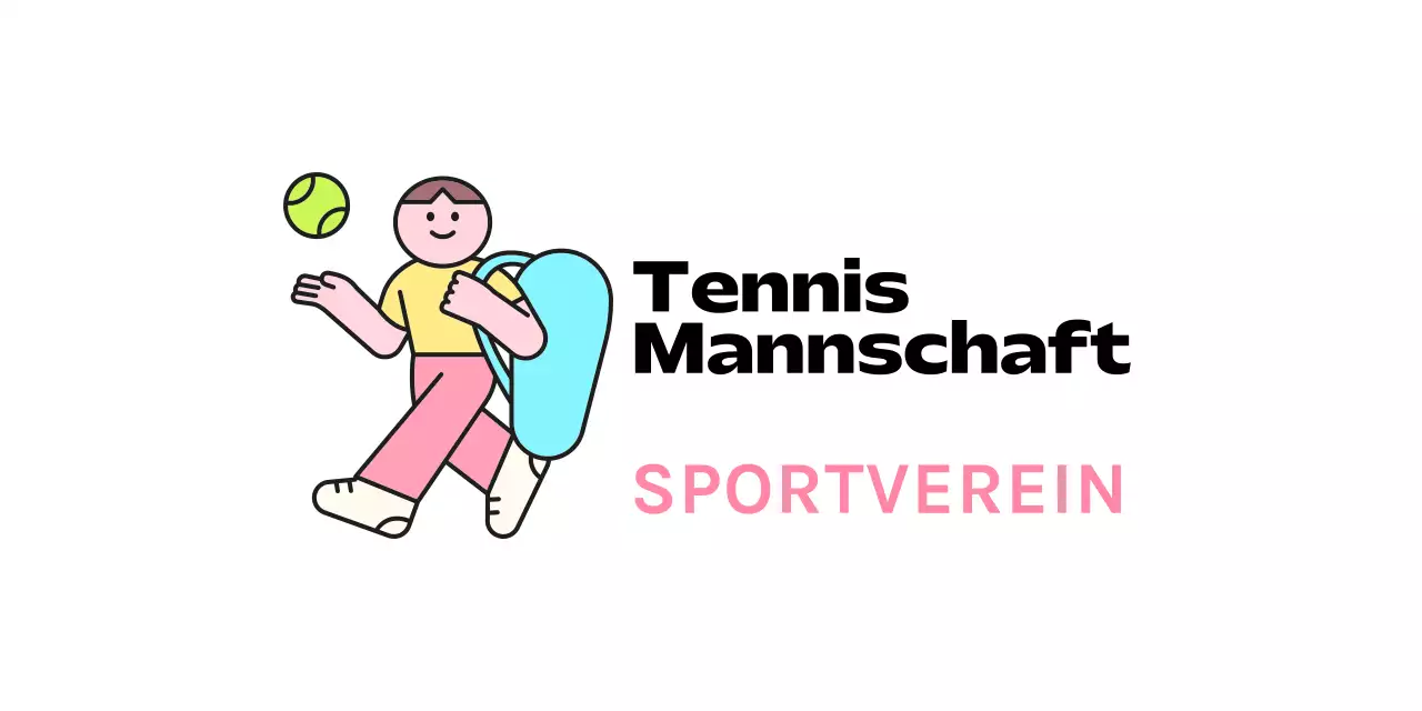 Ein Logo für einen Verein mit einer niedlichen Figur, die Tennis spielt.