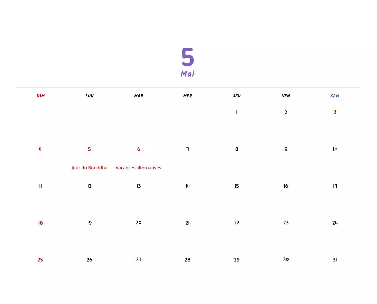 Calendrier du Nouvel An avec de jolies illustrations