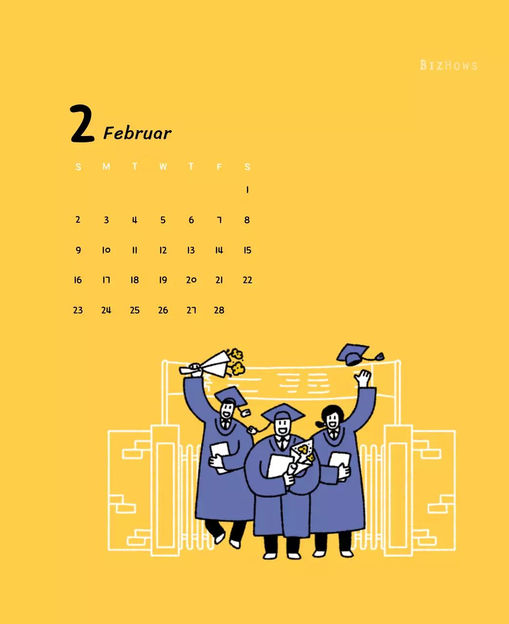 Neujahrskalender mit niedlichen Illustrationen