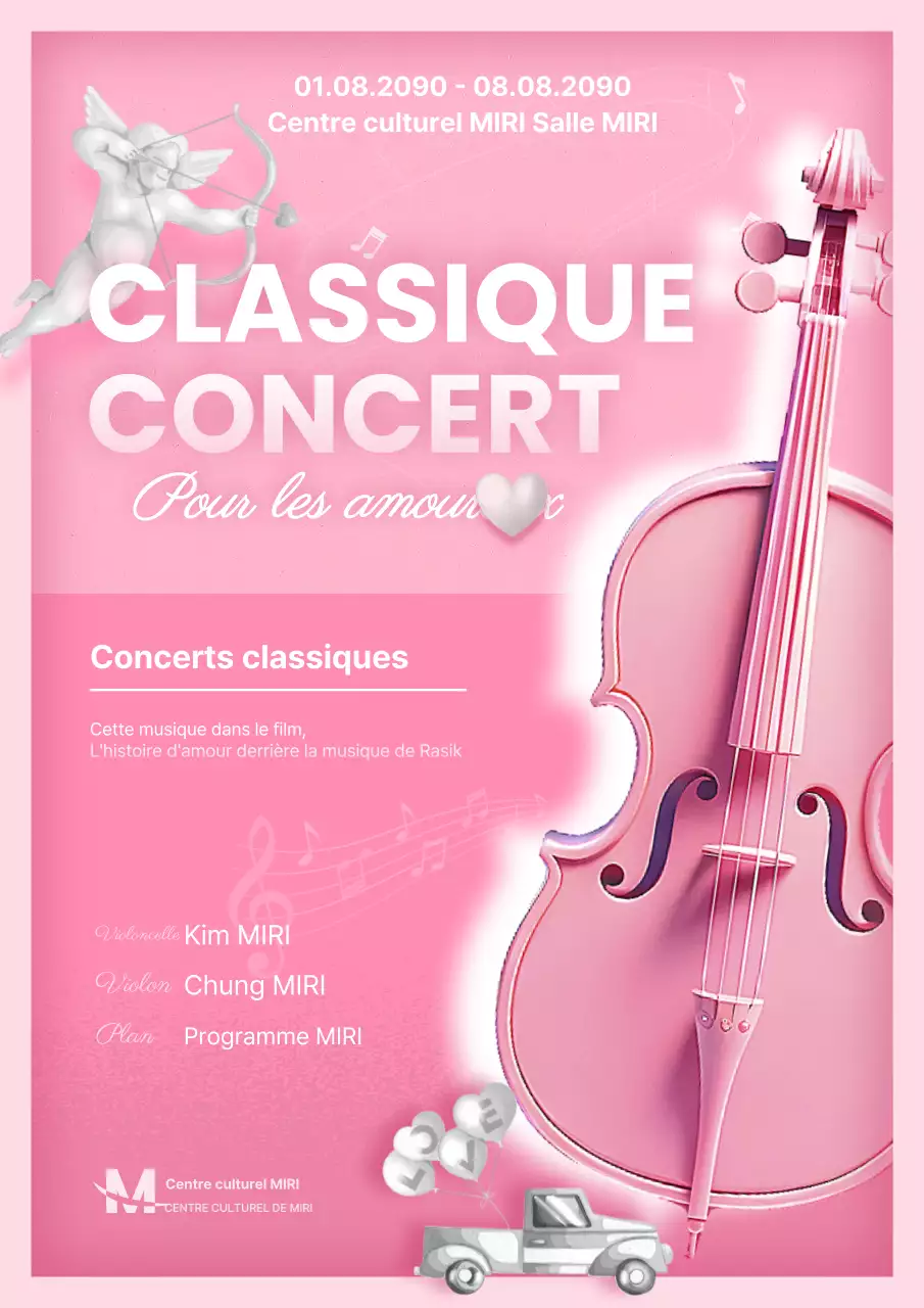 Promouvoir les concerts de musique vintage en rose et gris