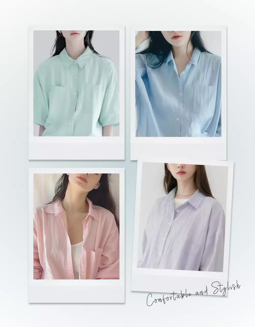 하늘색과 회색의 미니멀한 패션 사진 레이아웃 홍보