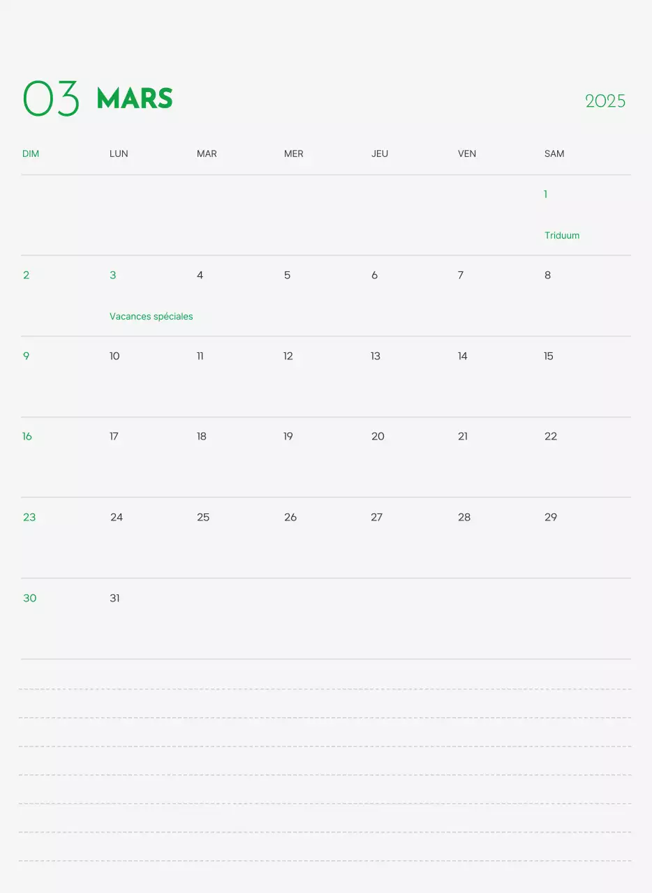 Un calendrier avec une photo de chiot et un message mignon dans une couleur verte.