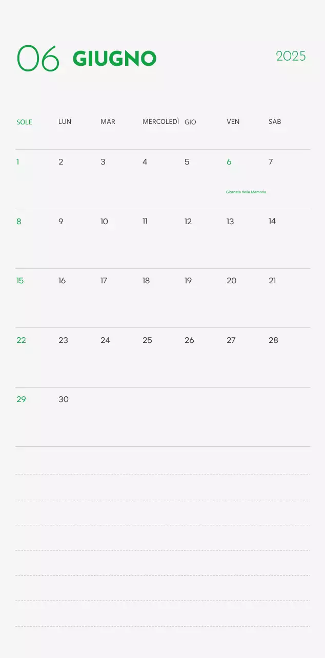 Un calendario con la foto di un cucciolo e un simpatico messaggio in colore verde.