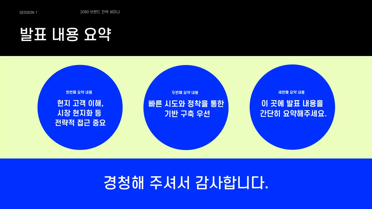 파랑과 연두색의 트렌드한 작은 브랜드 사례 공유 발표자료