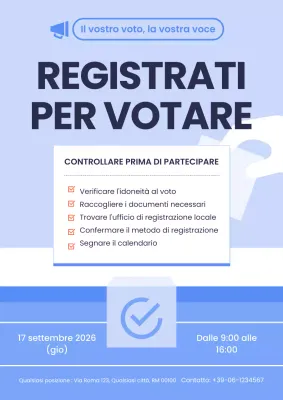 Promuovere la registrazione di base degli elettori in blu e azzurro