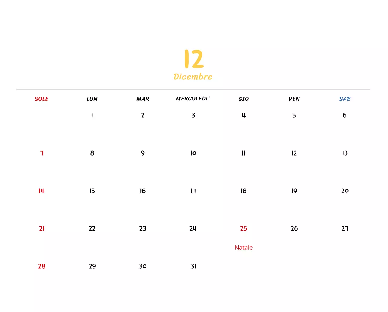 Calendario di Capodanno con simpatiche illustrazioni