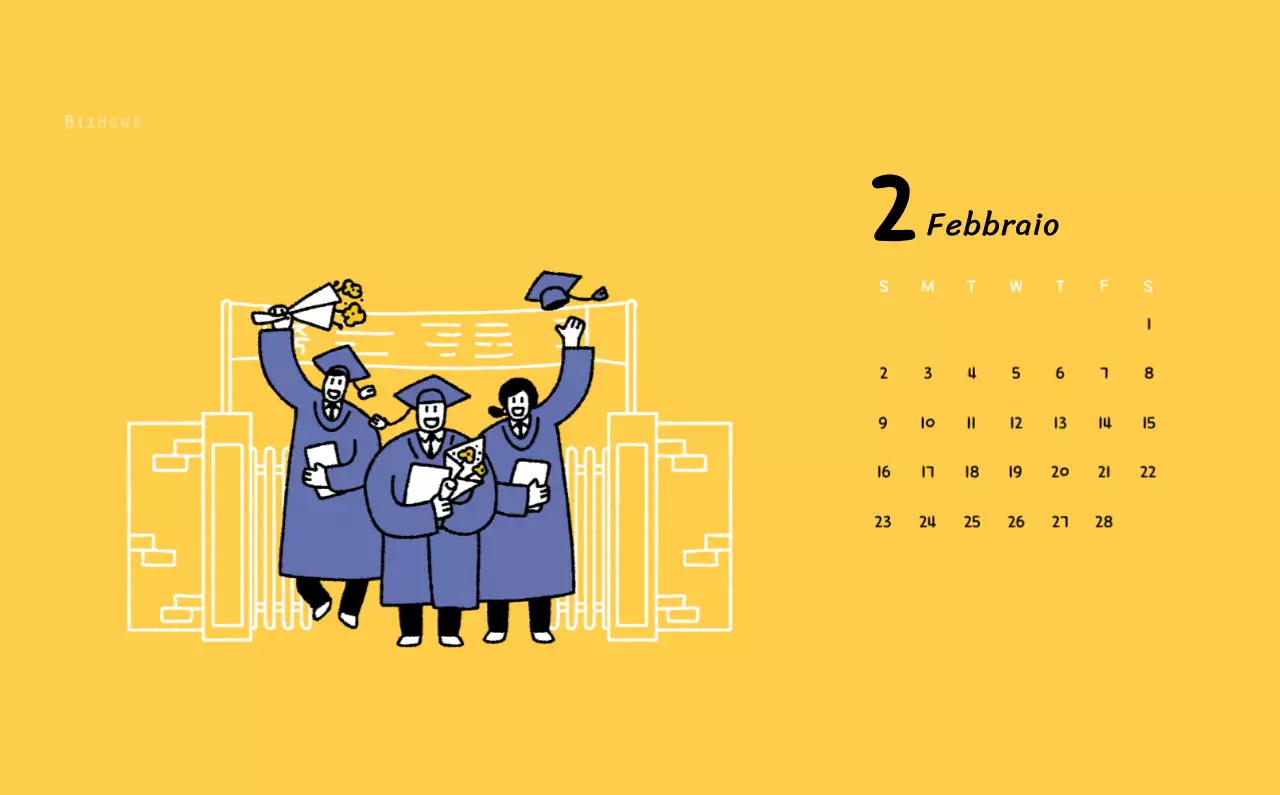 Calendario di Capodanno con simpatiche illustrazioni