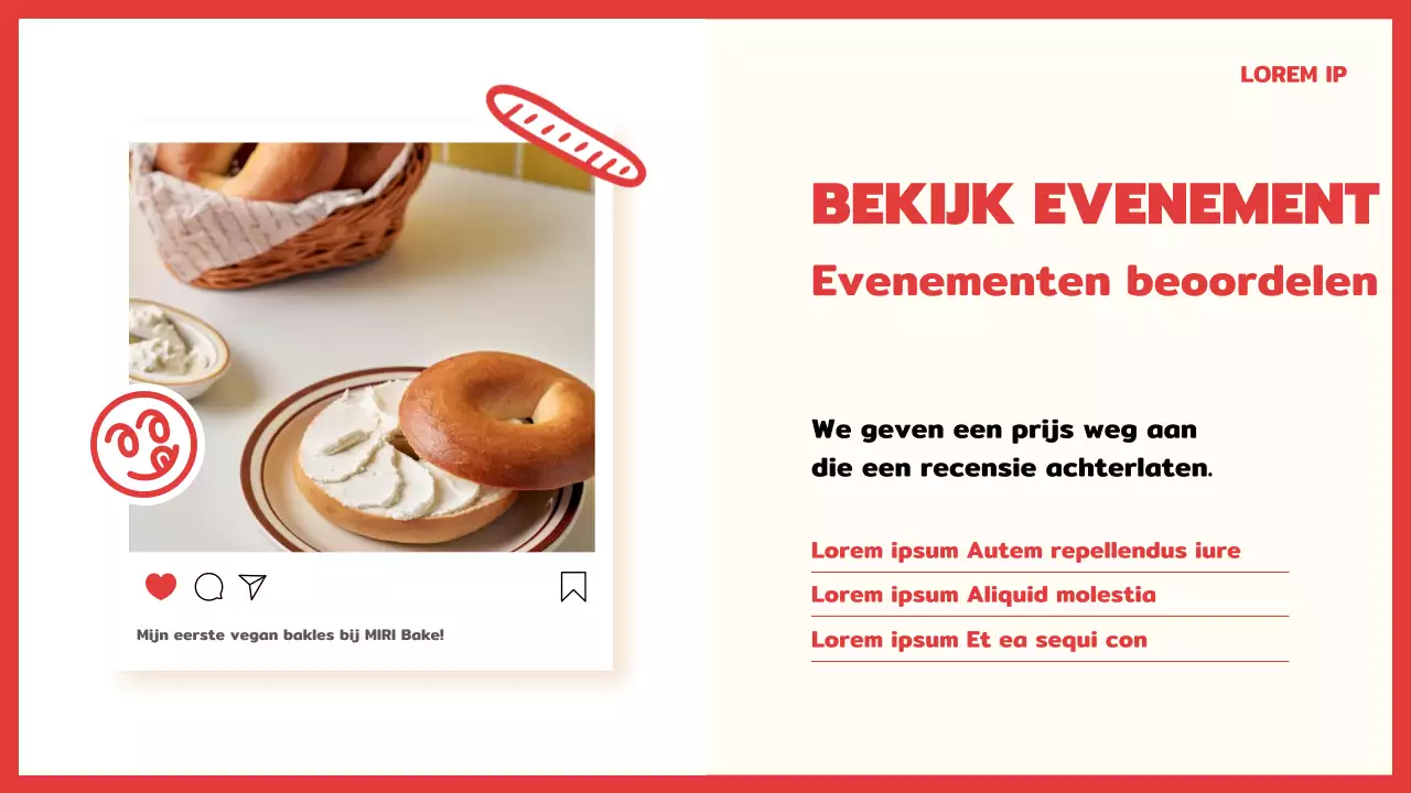 Over deze schattige rood met gele veganistische bakles van een dag