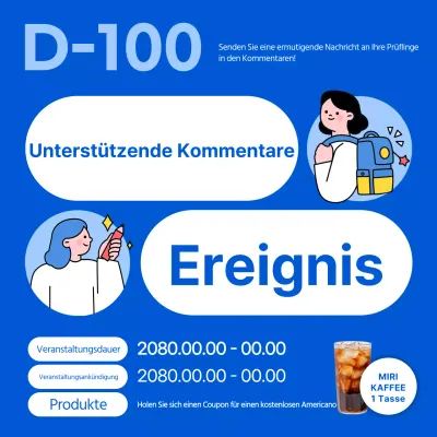 Blau und einfach, Jubel über die Ankündigung der Veranstaltung für die Prüflinge