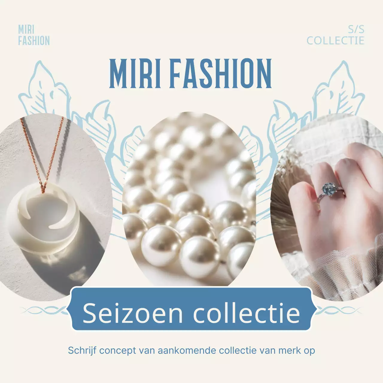 Merkklassieke accessoires in ivoor en lichtblauw