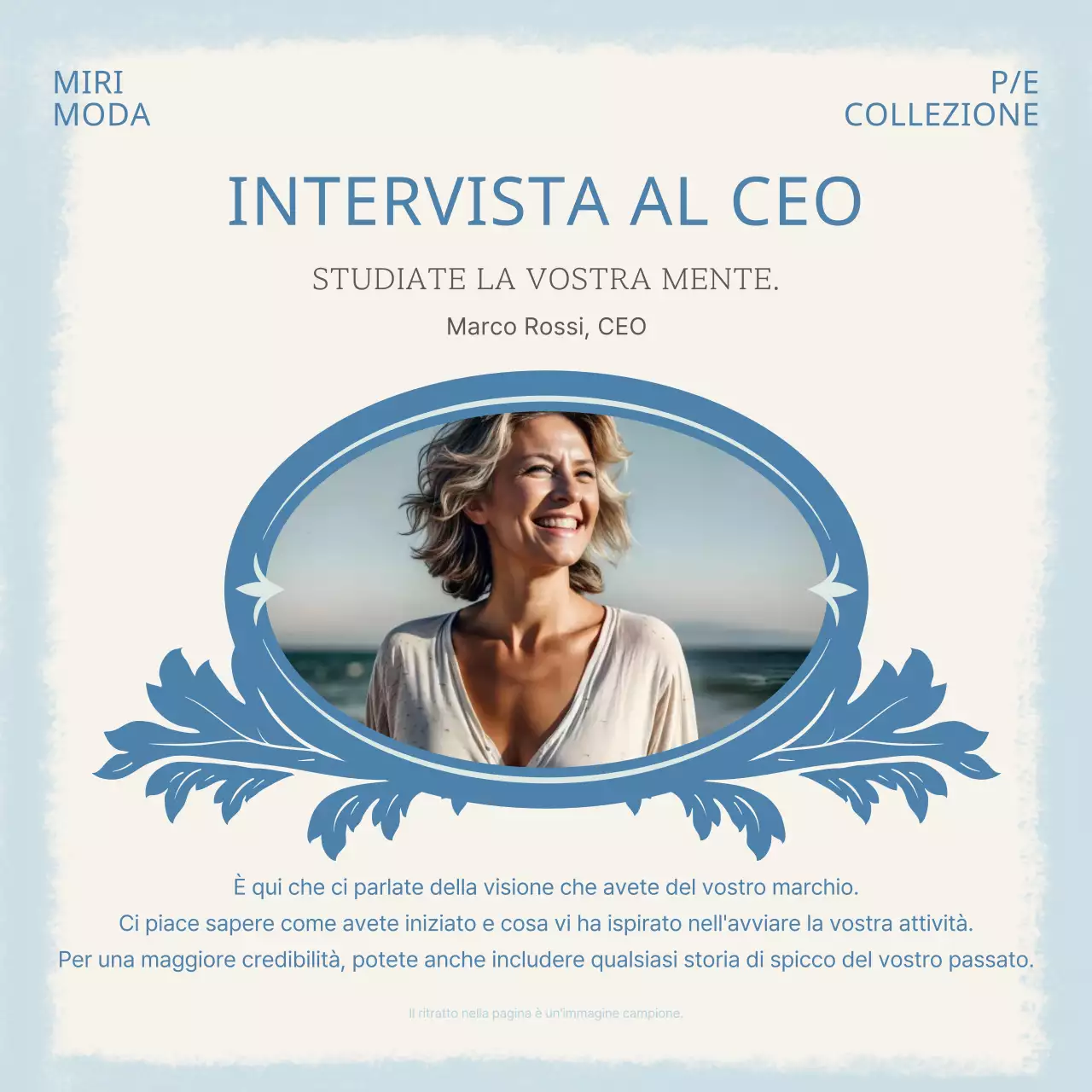 Accessori classici del marchio in avorio e azzurro