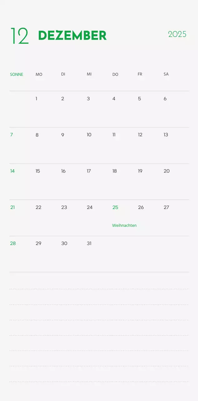 Ein Kalender mit einem Welpenfoto und einer süßen Botschaft in grüner Akzentfarbe