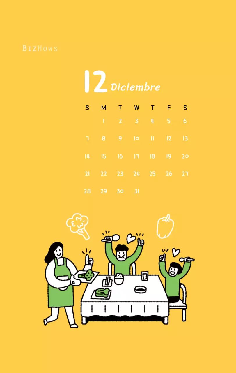 Calendario de Año Nuevo con simpáticas ilustraciones