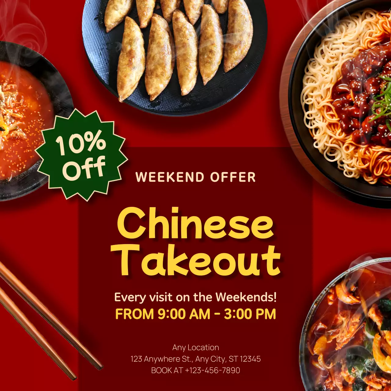 Red Modern Chinese Promotion Social Media Post