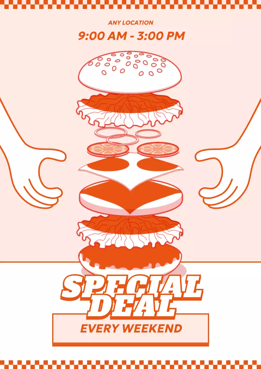 Orange Retro Burger Promotion Poster
