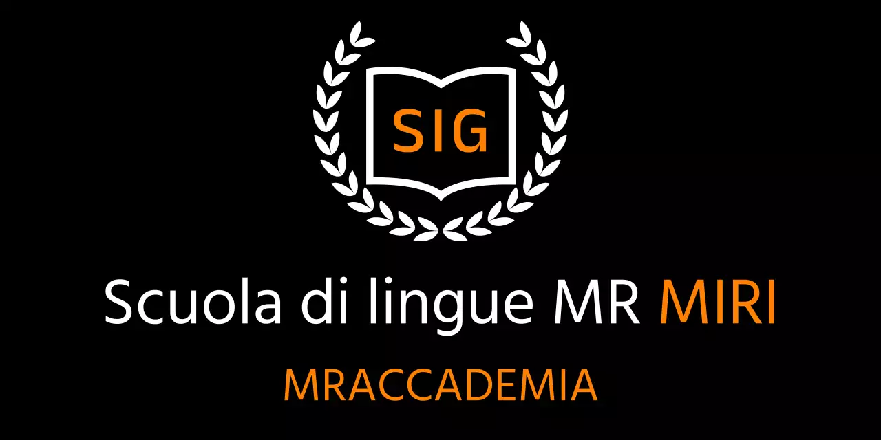 Scuola di lingue con decorazioni di alloro arancione e bianco