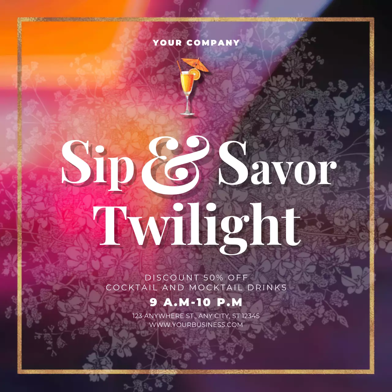 Pink Elegant Cocktail Promotion Social Media Post