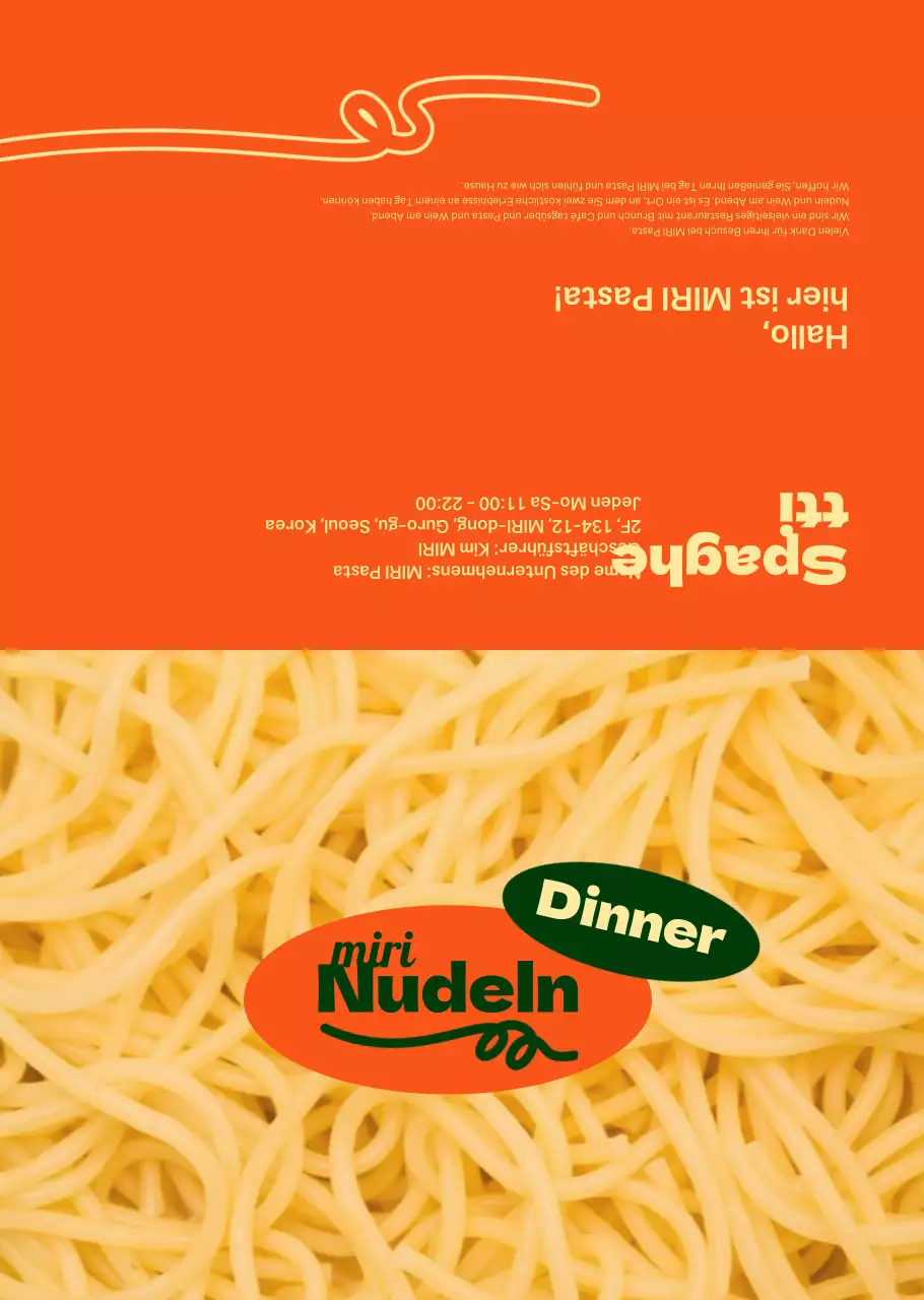 Über das schicke Pasta-Menü in Orange und Elfenbein