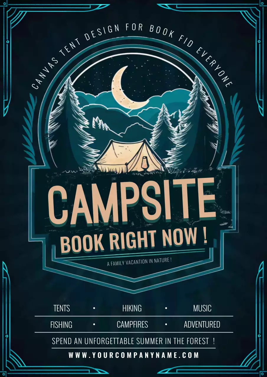 Teal Rustic Campsite Promotion Poster