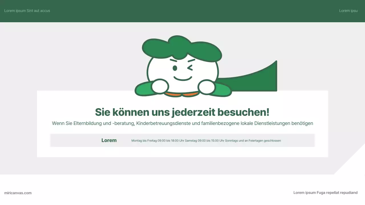 Ein einfacher, grüner und oranger Leitfaden für das Family Support Centre