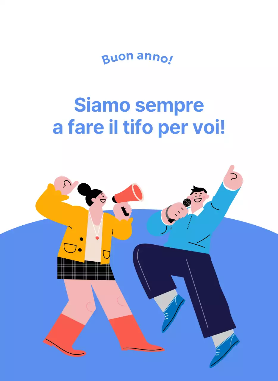 Calendario motivazionale con illustrazioni energetiche e citazioni positive su sfondo azzurro