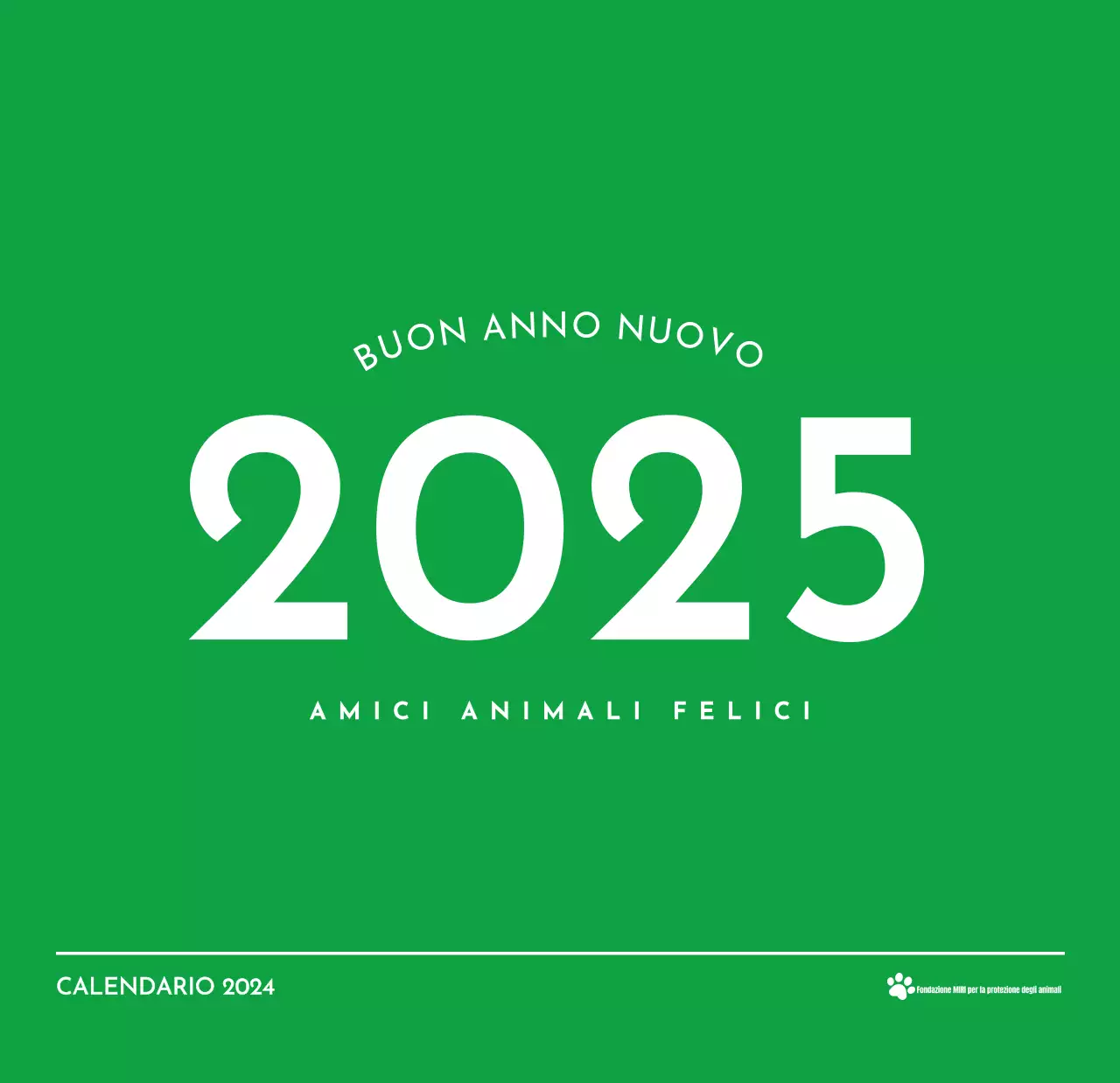 Un calendario con la foto di un cucciolo e un simpatico messaggio in colore verde.