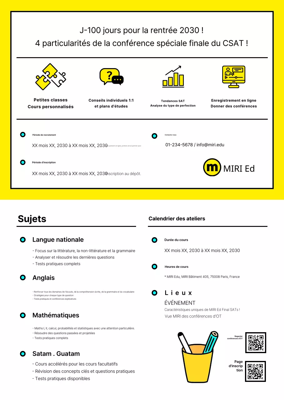 Dépliant scolaire SATs soigné