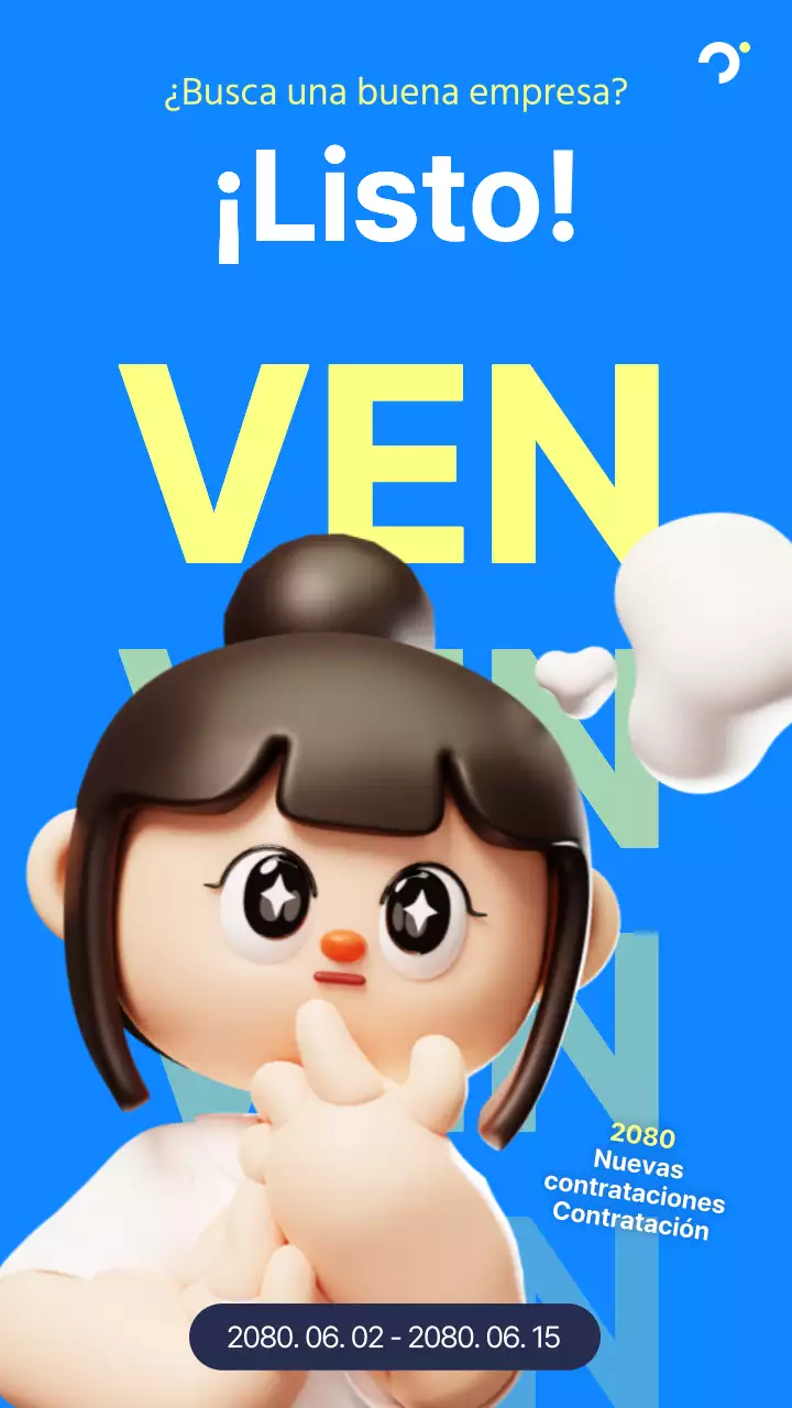 Un bonito anuncio de contratación en azul y amarillo
