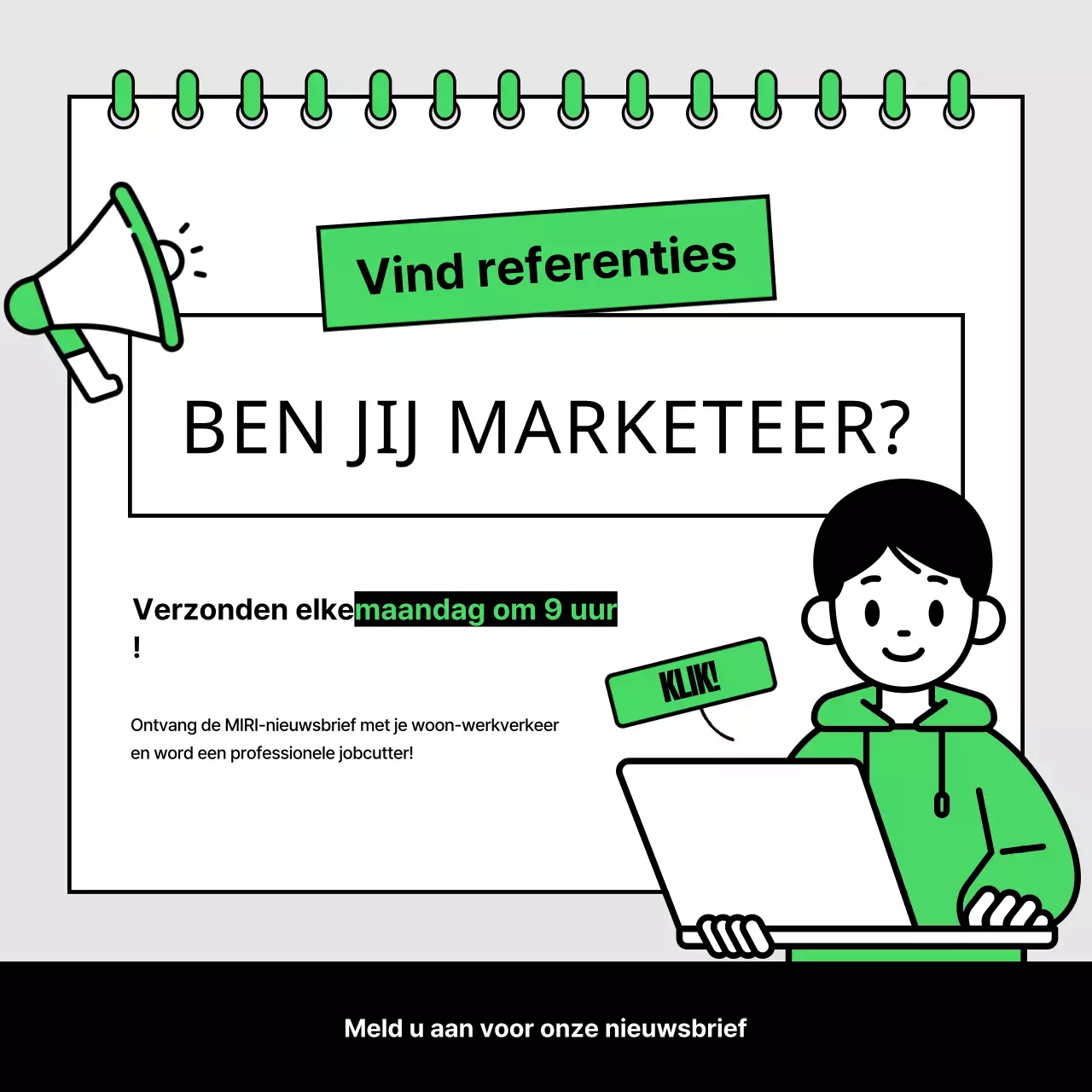 Een limoengroene, minimalistische marketingnieuwsbrief