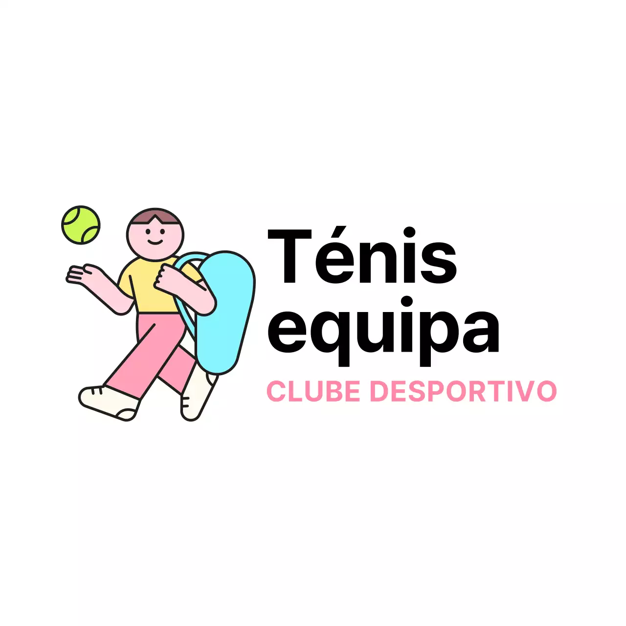 Um logótipo para um clube com uma personagem engraçada a jogar ténis.