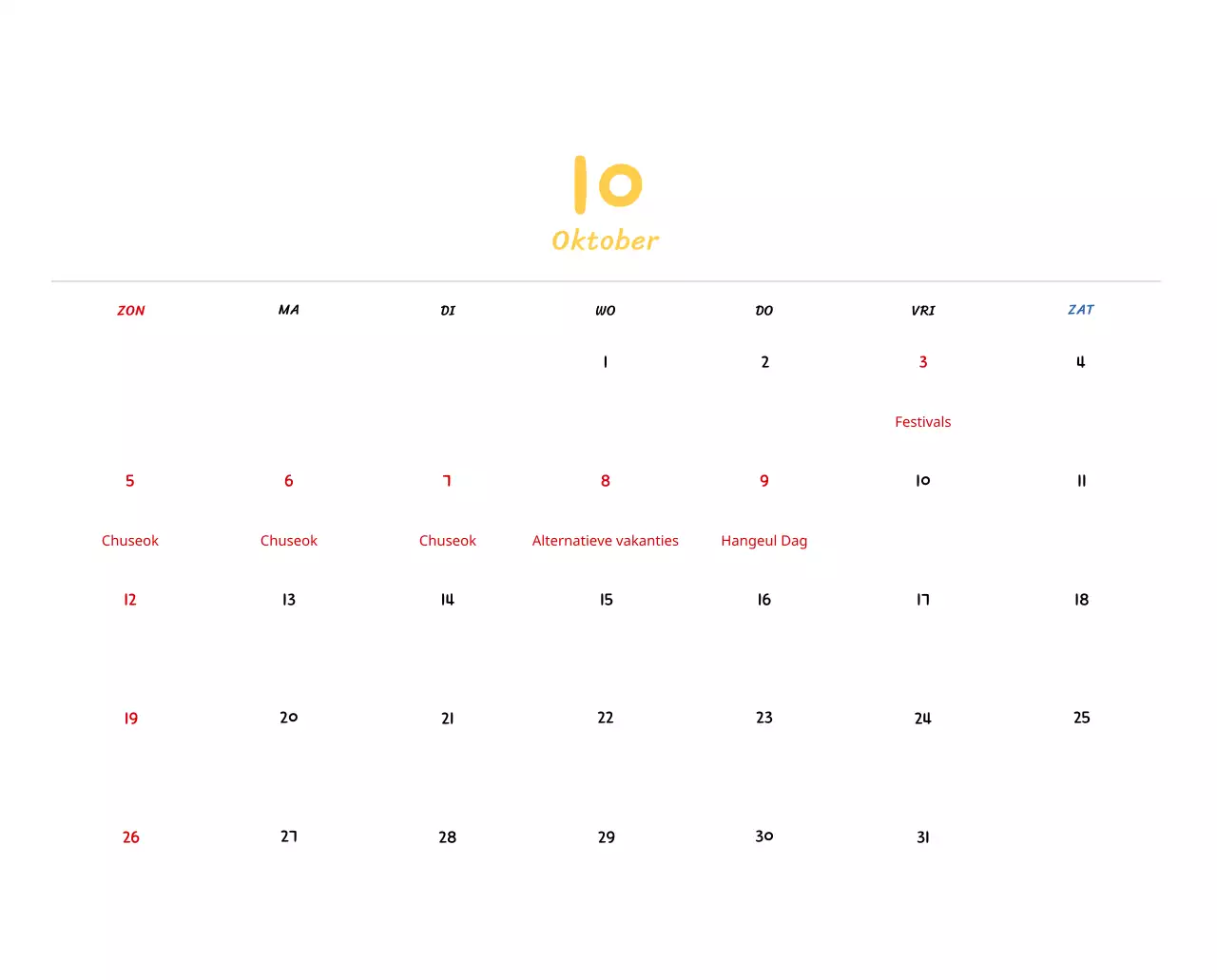 Nieuwjaarskalender met schattige illustraties