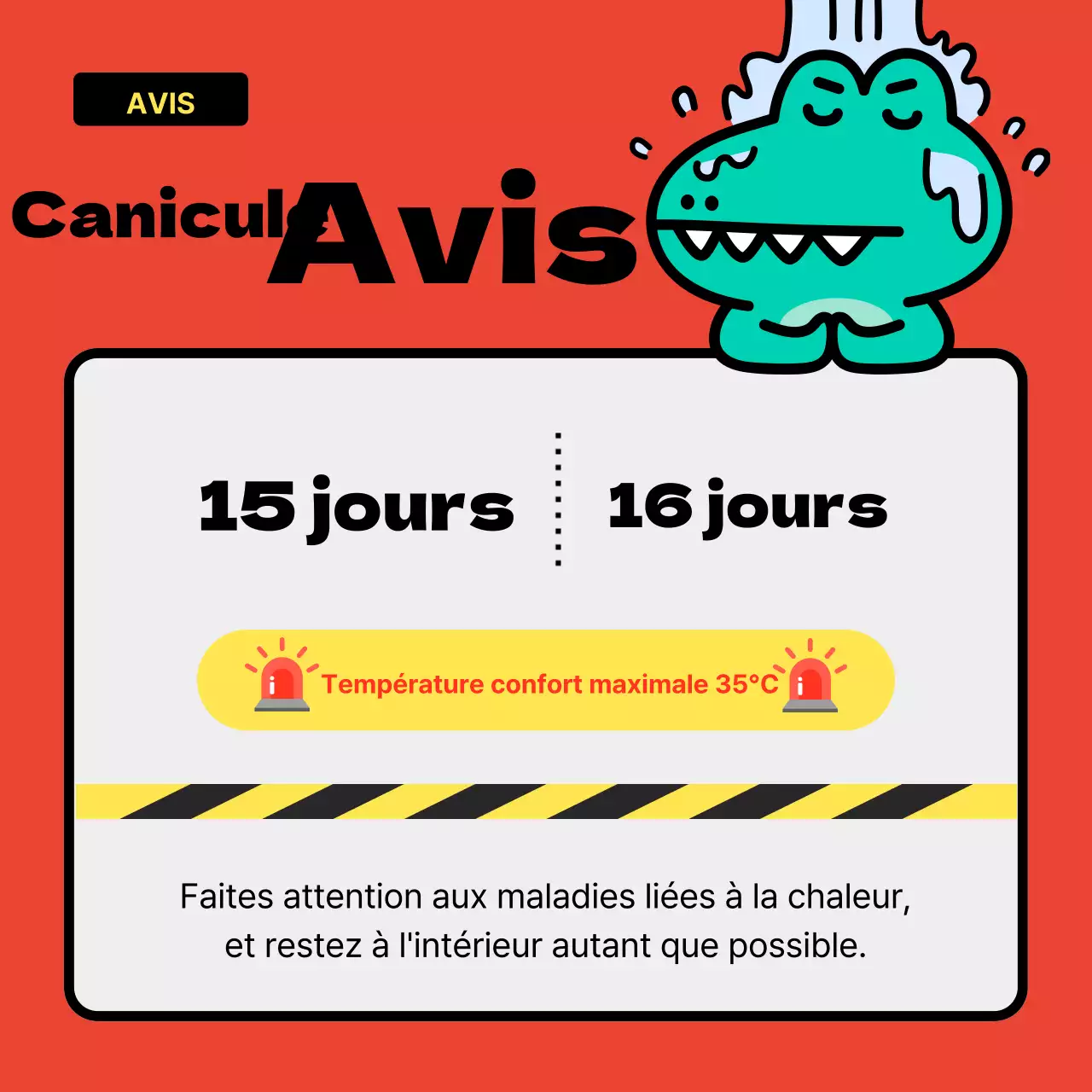 Informations sur les alertes à la chaleur en rouge et en vert