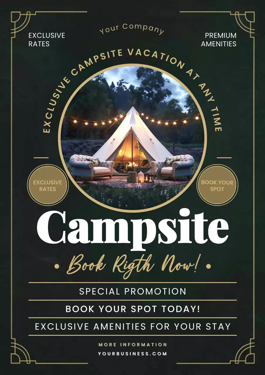 Green Elegant Campsite Promotion Poster