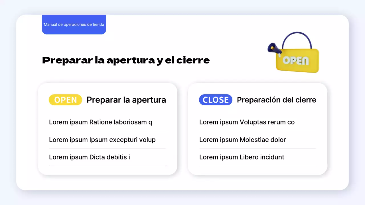 Guía de normas de funcionamiento sencillas para tiendas azules y amarillas
