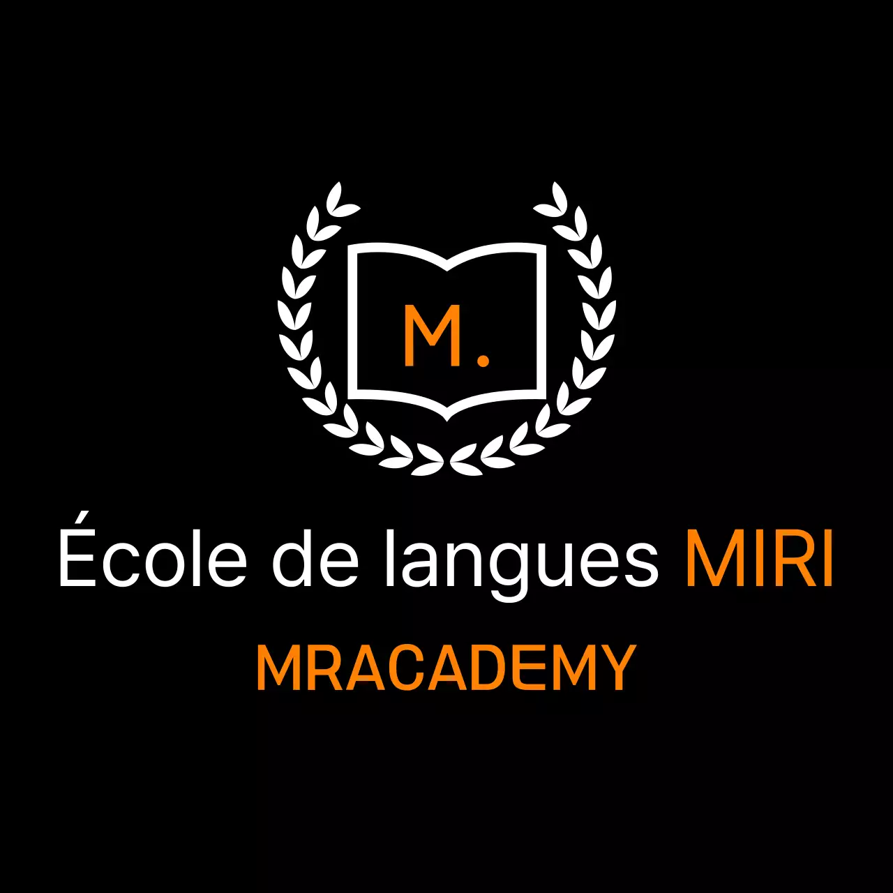 École de langues décorée de lauriers orange et blancs