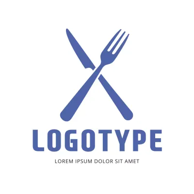 Blue Minimal Restaurant Logo