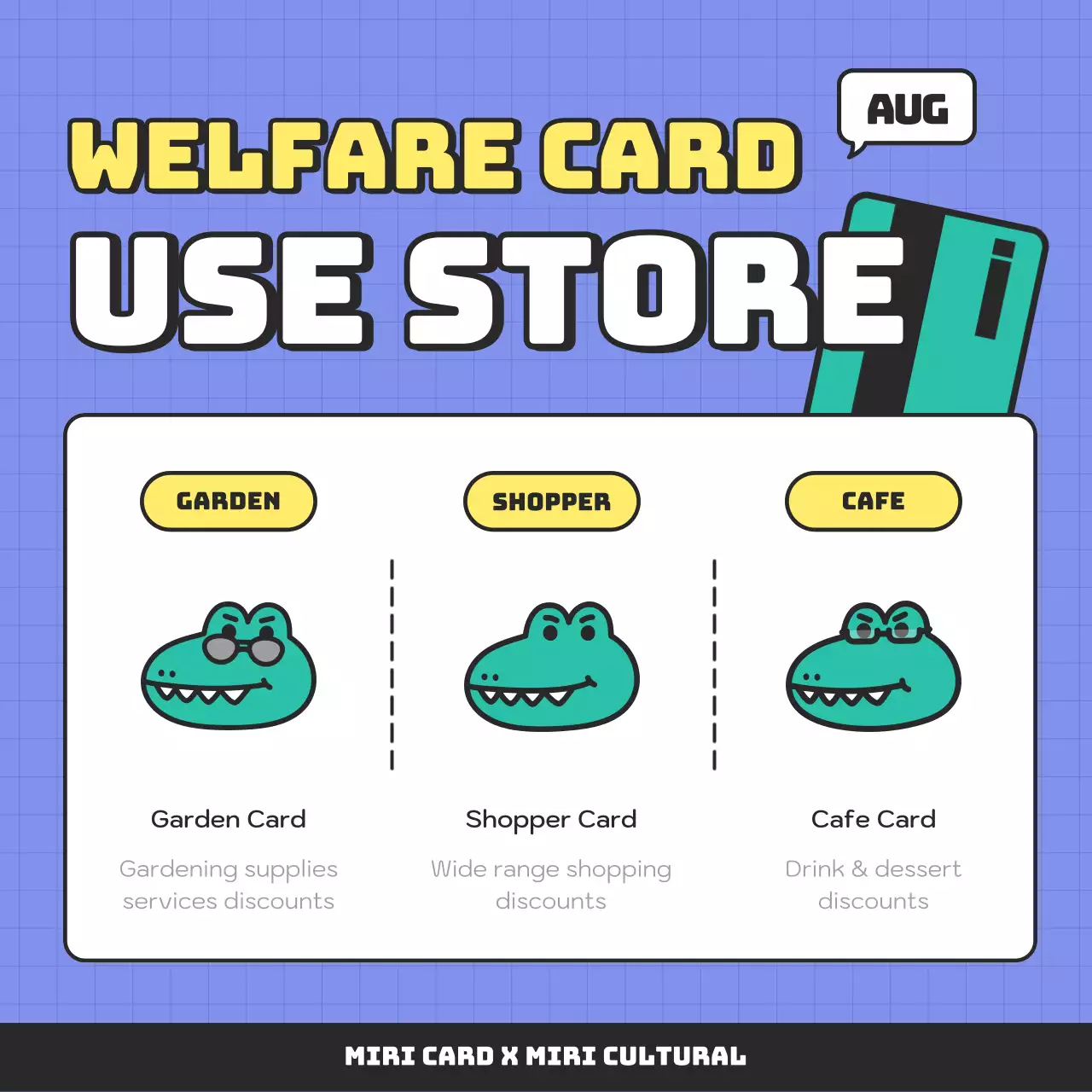 Promote a kitschy mint and black loyalty card merchant